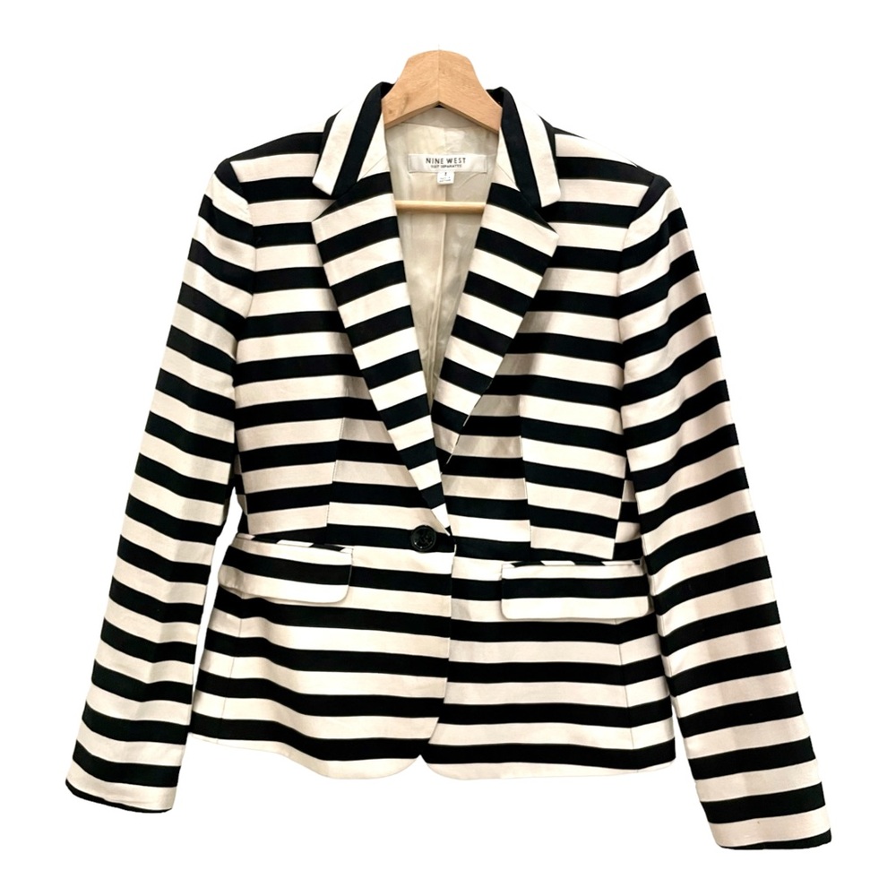 Nine West Black and White Stripped Blazer